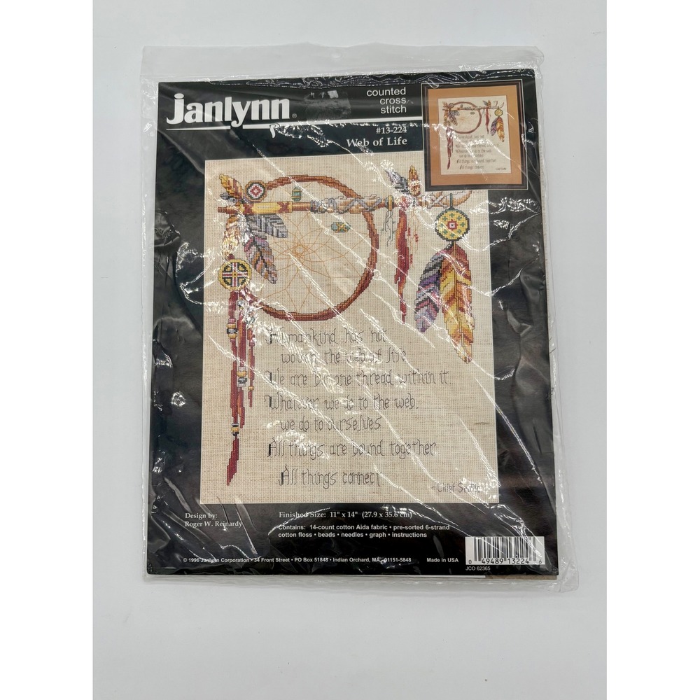 Janlynn Web of Life Counted Cross Stitch Kit 13-221 Dreamcatcher Chief Seattle